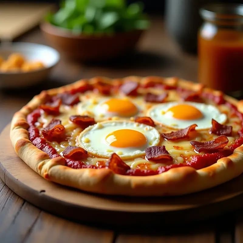 Pizza de Desayuno con Huevos Fritos y Beicon: Receta para Curar la Resaca
