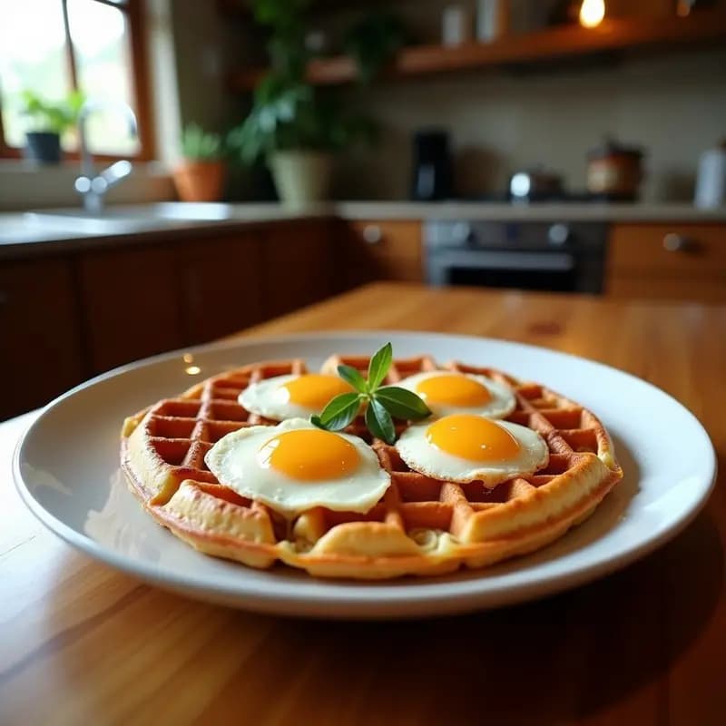 Pizza de Desayuno con Waffles, Sirope de Arce, Huevos y Tocino Ahumado: Combinación Dulce y Salada