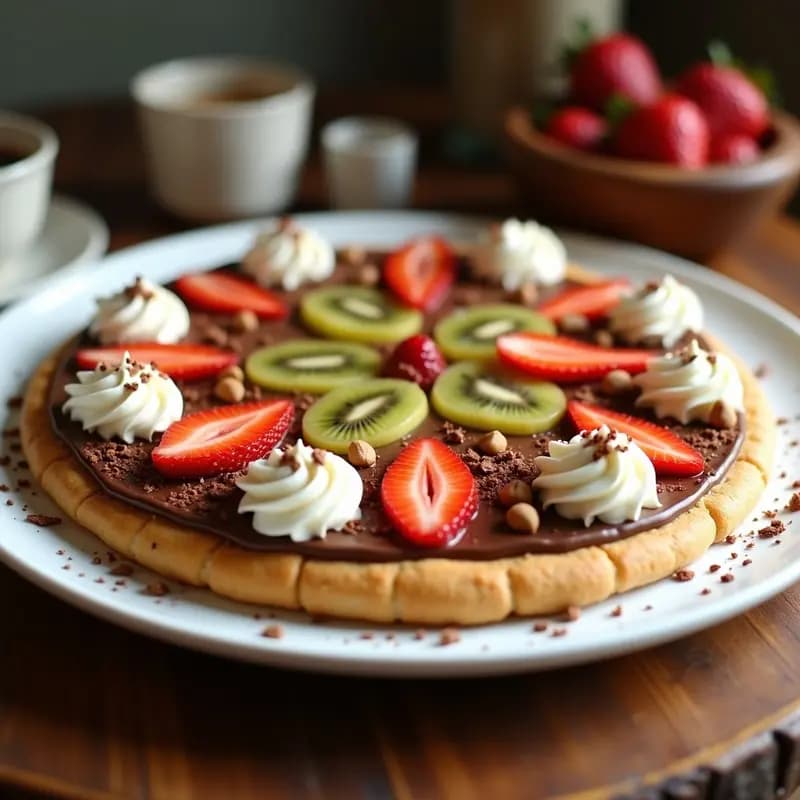 Pizza de Dessert con Base de Galleta, Nutella y Frutas: La pizza que Puedes Comer de Postre