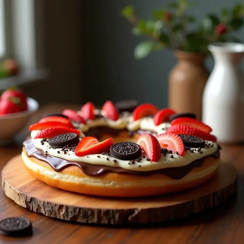 Pizza de Donut Rellena de Nutella y Queso Crema: Postre para Amantes del Exceso