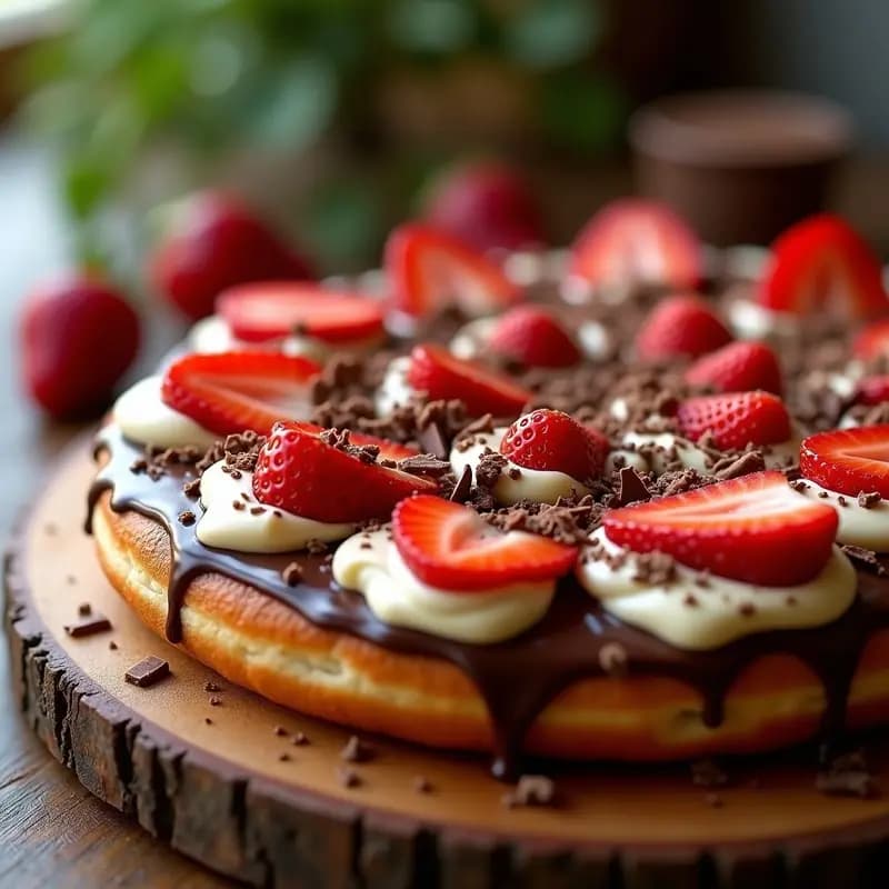 Pizza de Donuts con Salsa de Nutella y Fresas: Postre Innovador para Sorprender