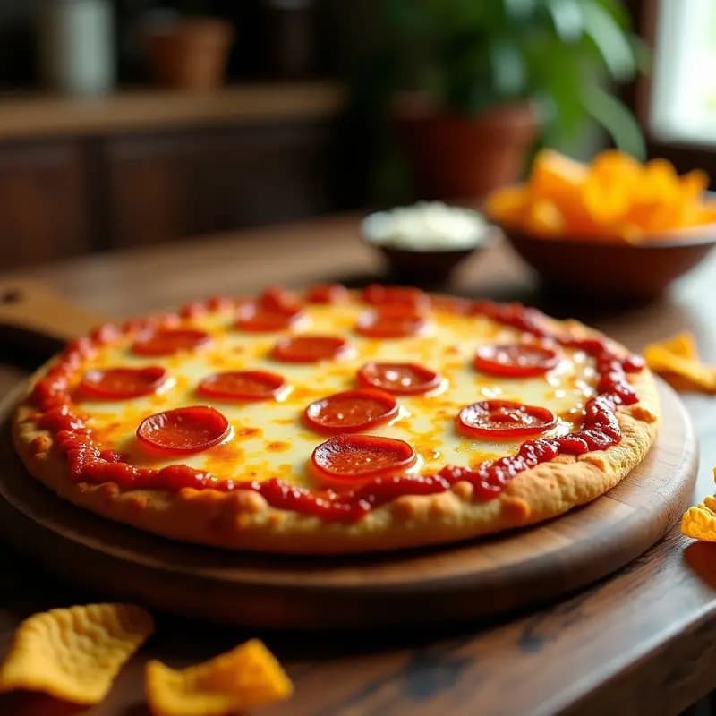 Pizza 4 Quesos con Base de Doritos y Pepperoni Picante: Receta de Cheat Meal Crujiente para 2 Personas