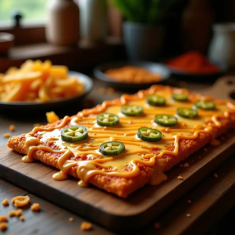 Pizza de Doritos con Queso Nacho, Jalapeños y Caramelo Salado: Crujiente y Adictiva