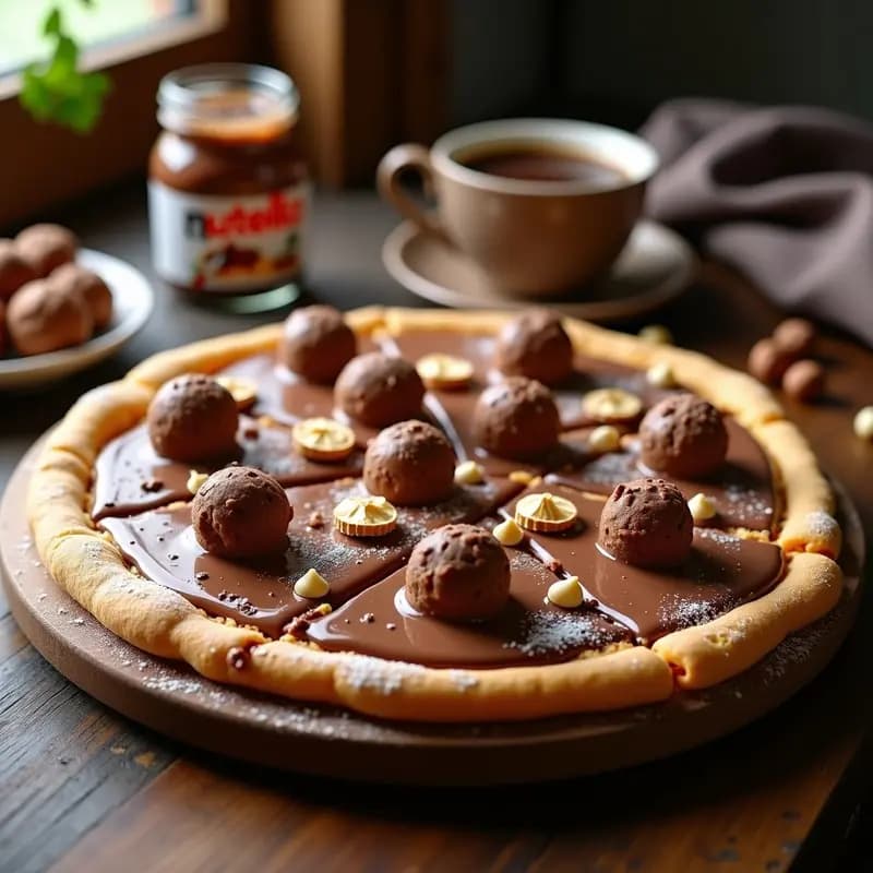 Pizza de Galleta con Crema de Avellana y Trozos de Ferrero Rocher: Receta para los Más Golosos