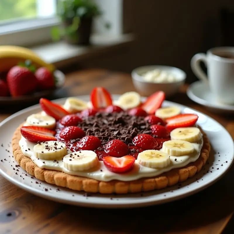 Pizza de Galleta con Crema de Avellanas y Frutas: El Desayuno o Postre Más Indulgente