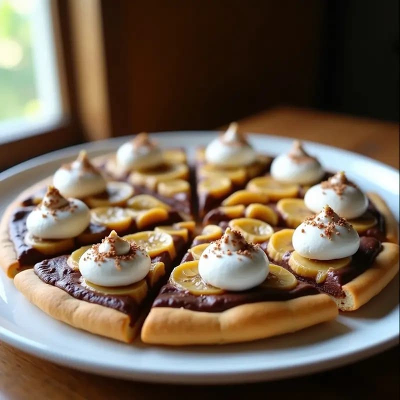 Pizza de Galleta con Crema de Avellanas, Plátano y Nata Montada: La Pizza que es Postre