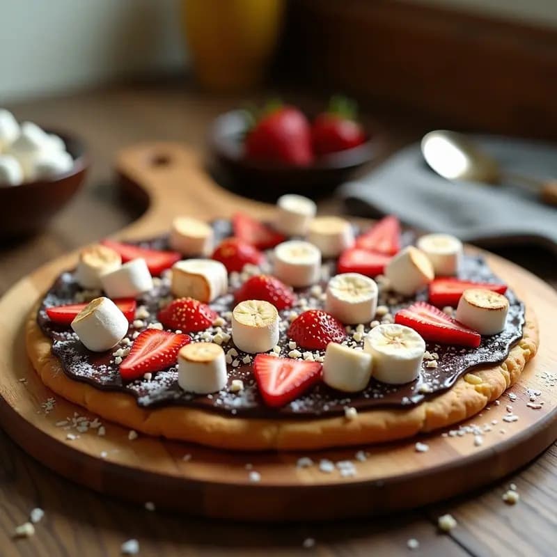 Pizza de Galleta con Toppings de Marshmallows, Chocolate y Frutas: La Cena que es un Sueño de Niñez