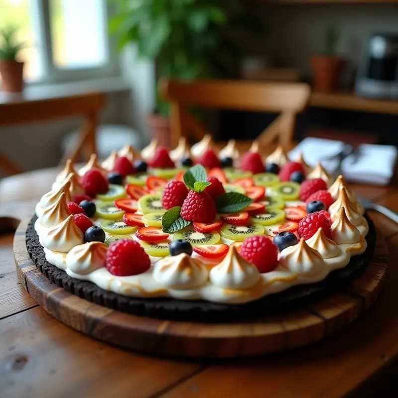 Pizza de Galleta Oreo con Toppings de Frutas Ácidas y Merengue: Postre Italo-Americano en Airfryer