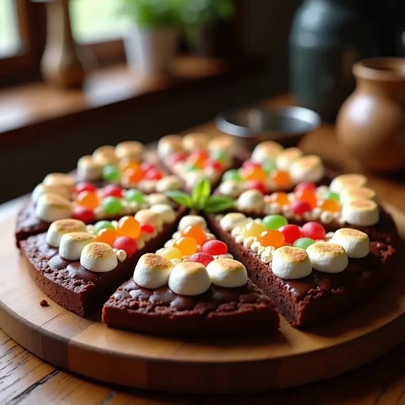 Pizza de Gominolas y Marshmallows con Base de Brownie: Postre para Niños y Adultos Golosos
