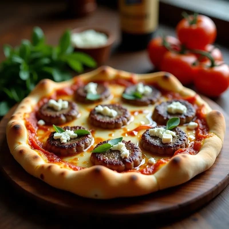 Pizza de Hamburguesa con Cebolla Caramelizada y Queso Gorgonzola: Receta de Dos Mundos en Uno