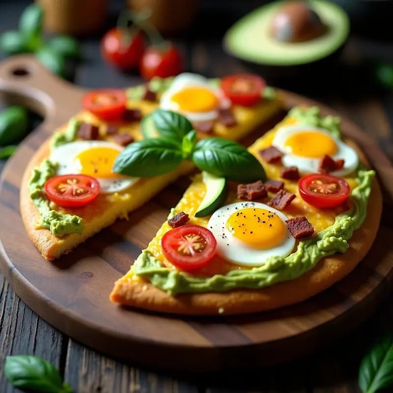 Pizza de Huevo Duro en Airfryer: Receta Keto con Toppings de Aguacate y Panceta