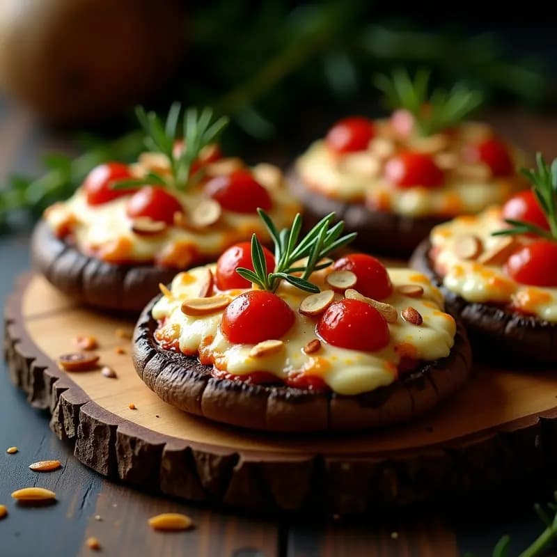 PizzaInsets de Portobello y Gorgonzola: Mini Pizzas Sin Masa y Keto en Airfryer