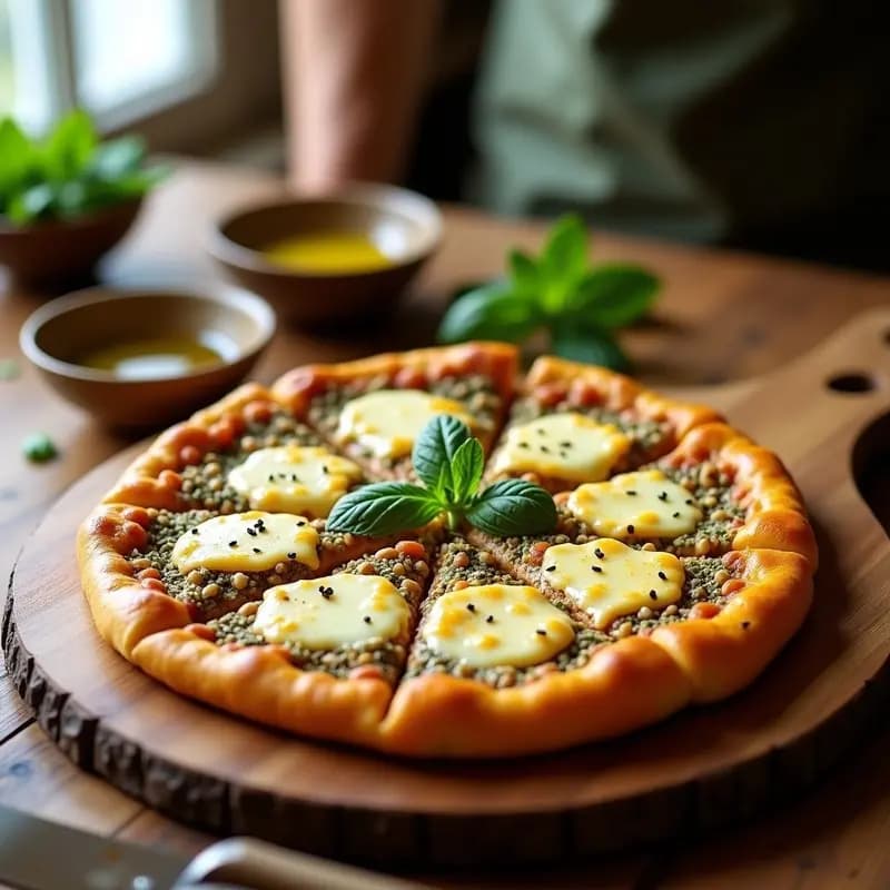 Pizza Libanesa de Zaatar y Queso Akkawi: Receta de Manakeesh en Airfryer