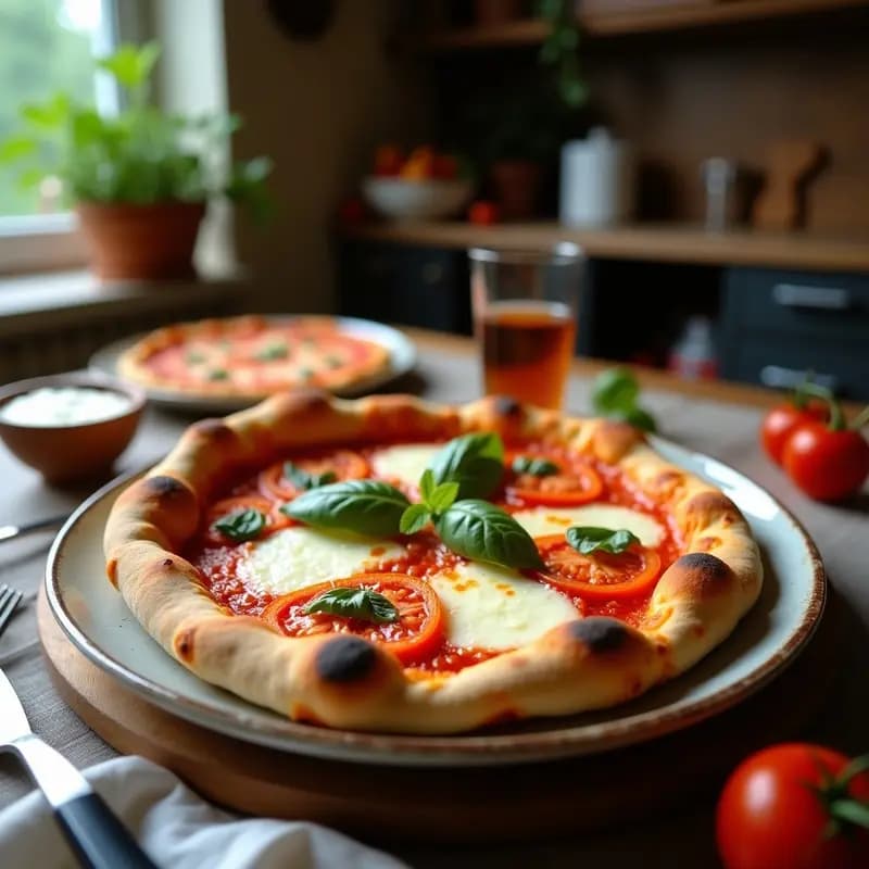 Pizza Margherita al Estilo Napolitano: Receta Italiana Tradicional en Horno