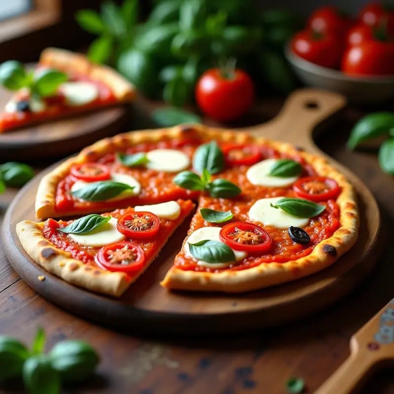 Pizza Margherita Vegana con Queso de Anacardos y Tomates Cherry: Receta Italiana Sin Lácteos