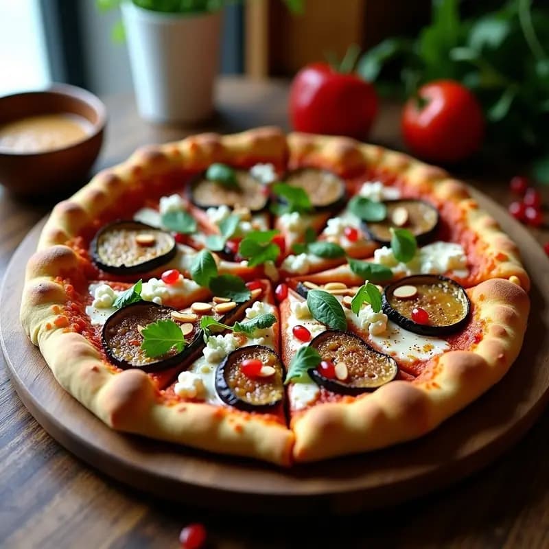Piza Moroccan Lamb: Receta de Pizza Árabe con Cordero, Berenjena y Salsa de Tahini