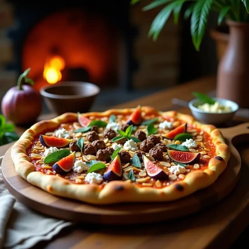 Pizza Moruna con Cordero y Higos: Receta Argeliña Tradicional en Horno de Leña