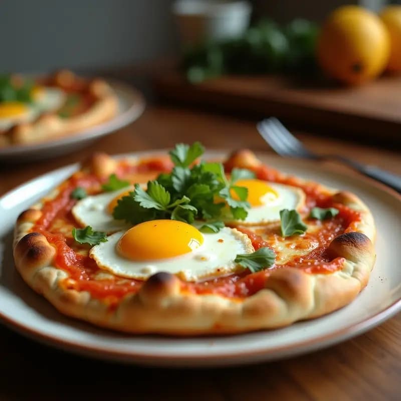 Pizza de Pan de Molde con Base de Aguacate y Toppings de Huevo Frito: Desayuno Rápido y Visual
