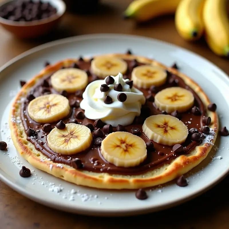 Pizza de Panqueques con Nutella y Plátano: Desayuno o Postre Dulce en 15 Minutos