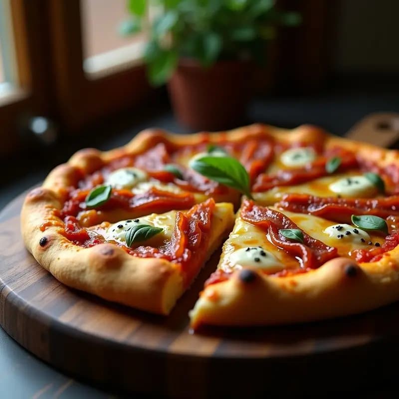 Pizza de Queso Azul con Caramelo de Cebolla y Tirabacón: Combinación Dulce-Salada que Sorprende