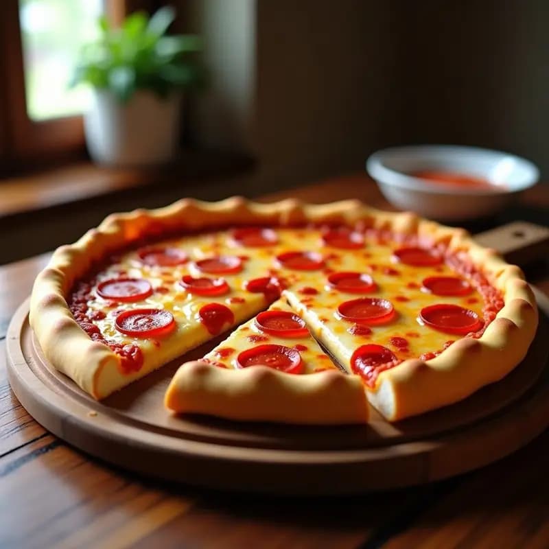 Pizza de Queso Cheddar y Pepperoni con Bordo de Mozzarella: Cheat Meal en Cada Bocado