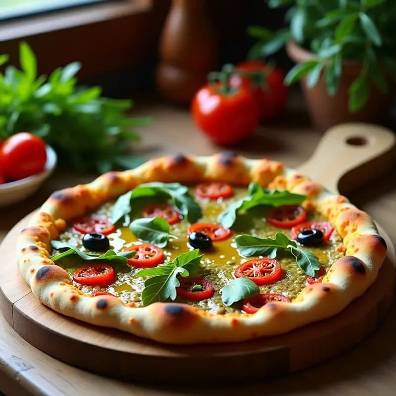Pizza Romana de Coliflor con Tomates Secos y Rúcula: Receta Keto y Sin Lactosa