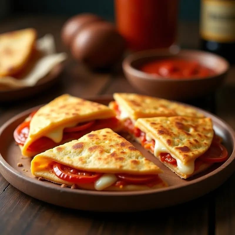 Pizzadilla con Queso Mozzarella y Pepperoni: Fusión de Sabores en Cada Bocado