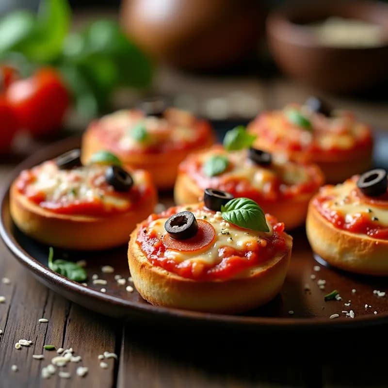 Pizzas de Mini Panecillos con Pepperoni, Queso y Aceitunas: Receta Rápida para Impresionar