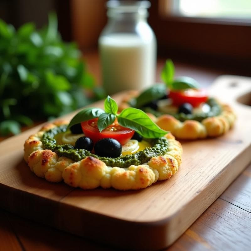Pizzeta de Coliflor con Pesto de Rúcula y Queso de Cáscara de Anacardo: Receta Vegana en Thermomix