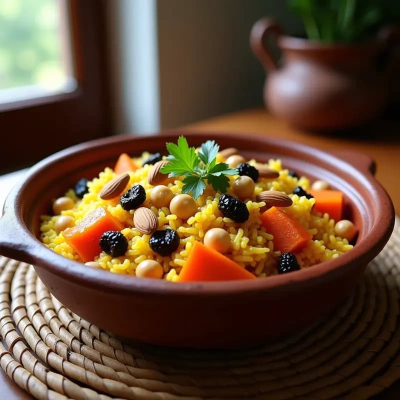 Plov Uzbeco con Zanahoria Morada y Garbanzos: Receta de Arroz Pilaf con Especias y Frutos Secos