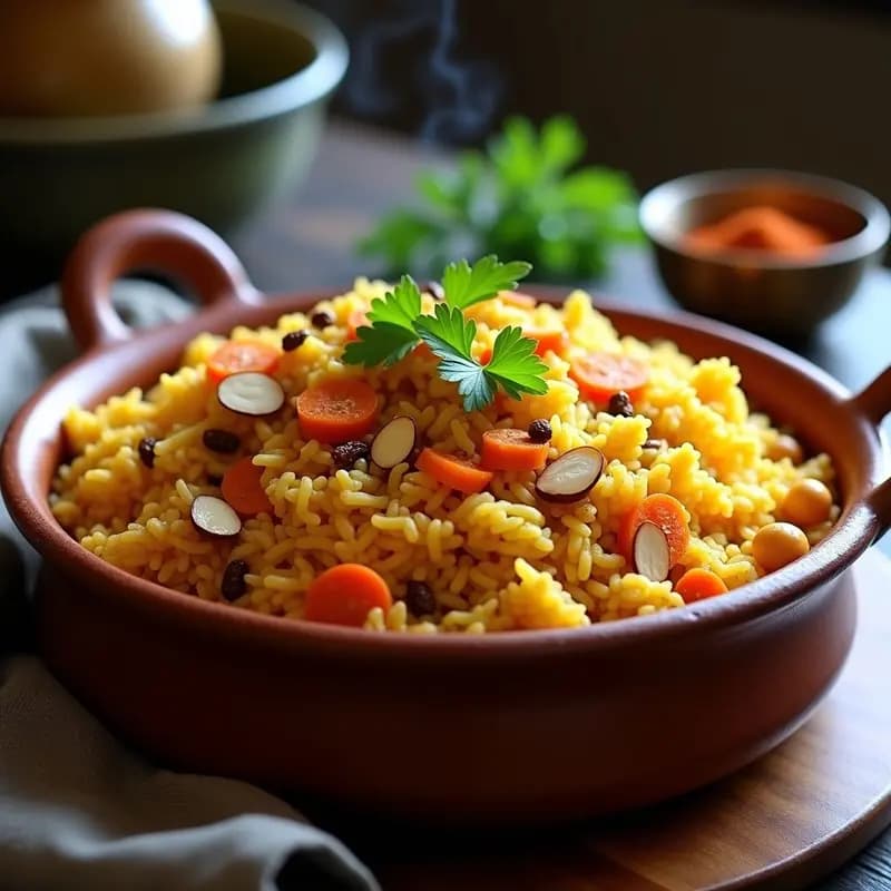 Plov con Zanahorias y Garbanzos: Receta Uzbeka Vegana y Especiada