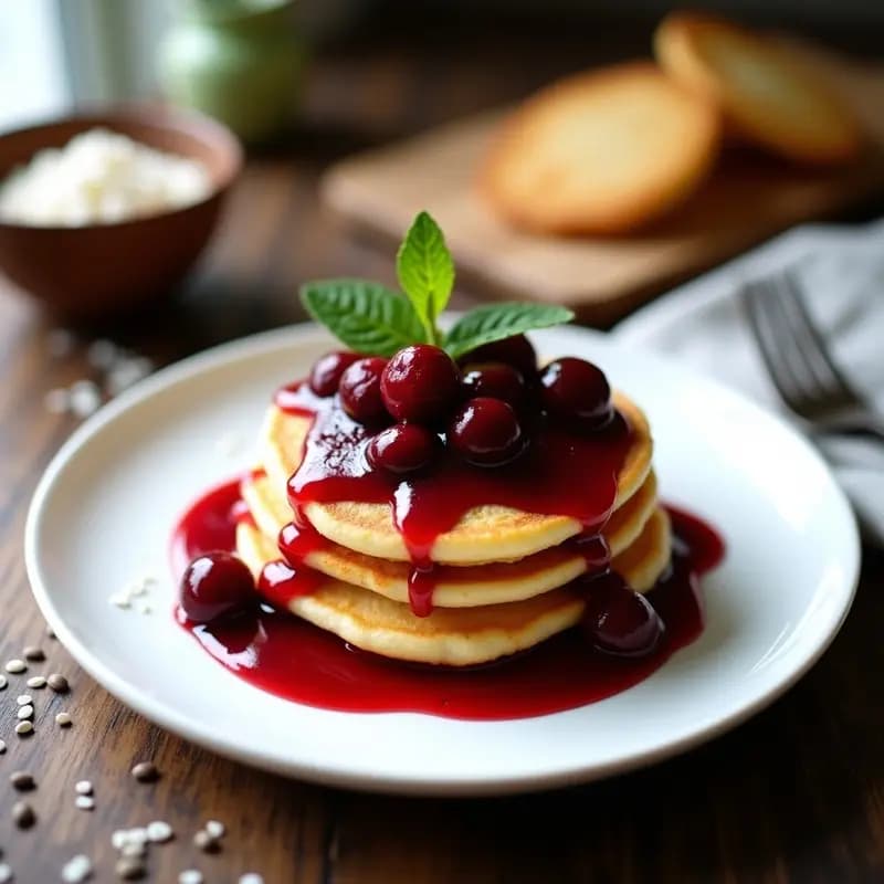 Poffertjes Holandesas con Compota de Arándanos: Mini Panqueques Veganos y Sin Gluten