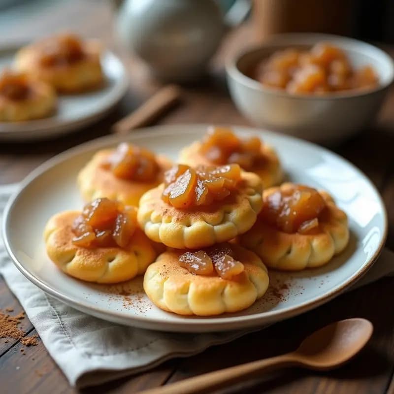 Poffertjes Holandesas con Compota de Manzana y Canela: Desayuno Mini y Esponjoso