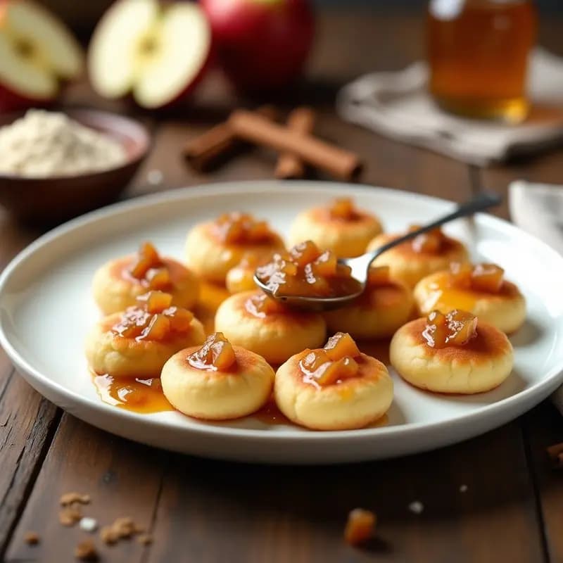 Poffertjes Holandesas de Harina de Arroz con Compota de Manzana: Desayuno Sin Gluten