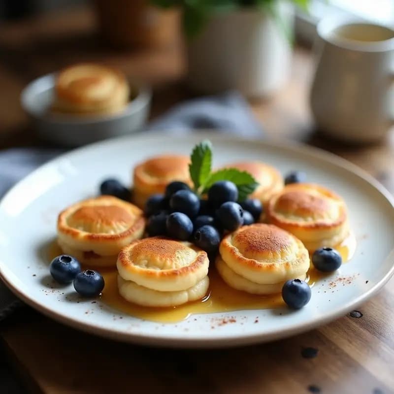 Poffertjes Holandeses de Trigo Sarraceno y Arándanos: Mini Panqueques Sin Gluten para Desayunar
