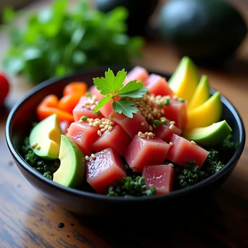 Poke de Atún Rojo con Aguacate y Salsa Ponzu: Receta Hawaiana Fresca y Proteica