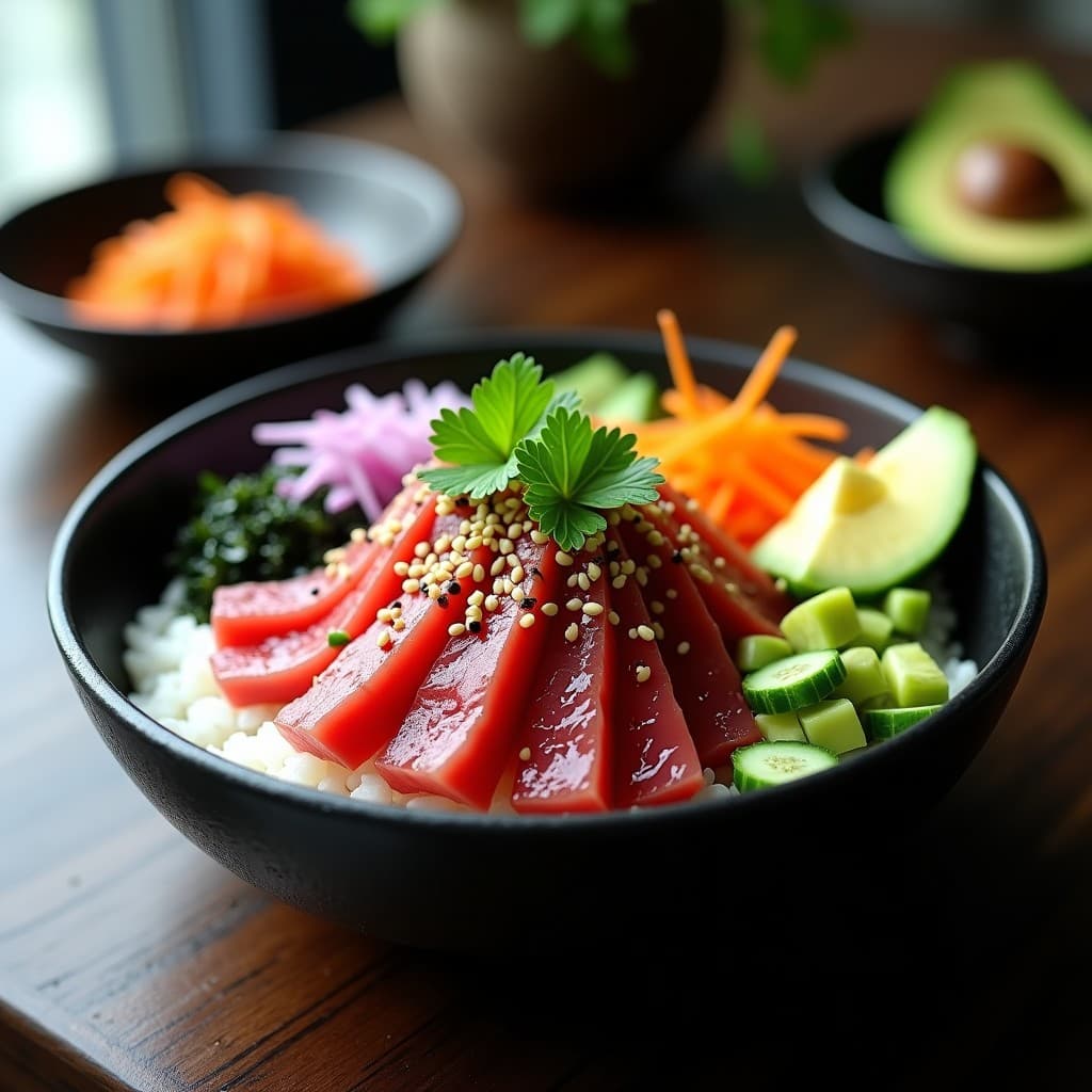 Poke Bowl de Atún Roja Marinado y Aguacate: Receta Japonesa Alta en Omega-3 en 10 Minutos