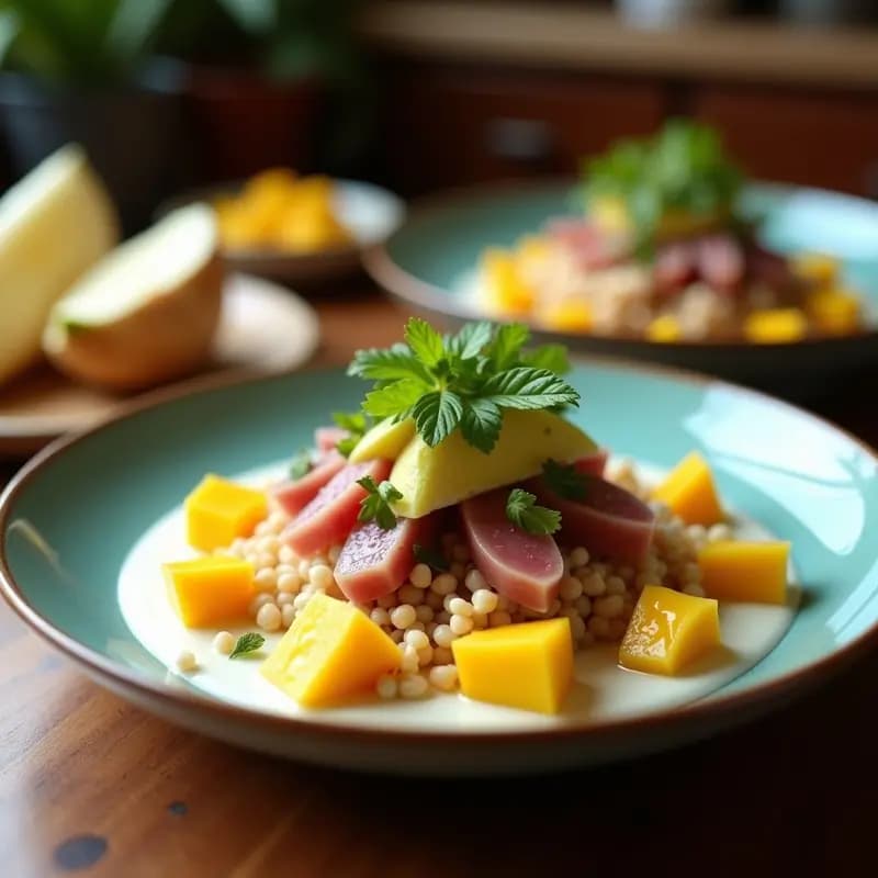 Poke Bowl Hawaiano de Atún y Mango con Leche de Coco y Limón