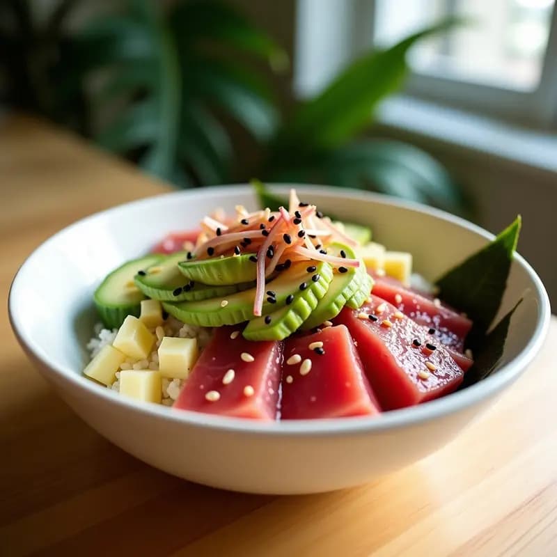 Poke Bowl Hawaiano con Atún Rojo y Salsa de Sésamo: Receta Alta en Omega-3