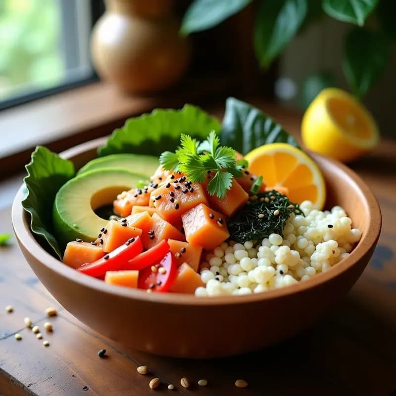 Poke Bowl Hawaiano con Salmón y Aguacate: Receta Keto y Alta en Omega-3