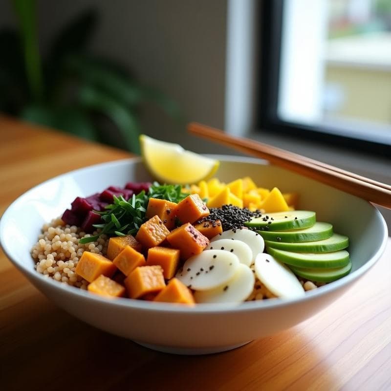 Poke Bowl de Remolacha Ahumada y Tofo Marinado: Receta Vegana y Alta en Proteína