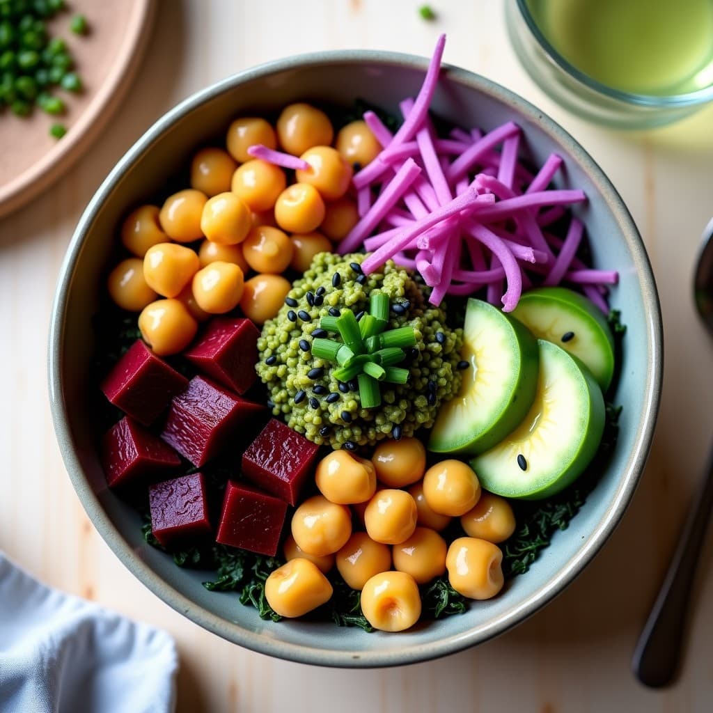 Poke Bowl de Remolacha y Garbanzos con Aliño de Wasabi: Receta Vegana y Sin Cocción