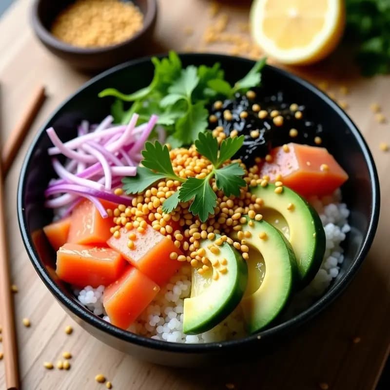 Poke Bowl Hawaiano con Salmón Fresco y Aderezo de Sésamo: Receta Saludable en 15 Minutos