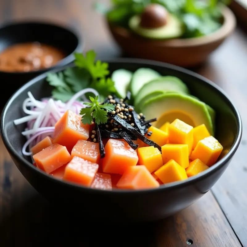 Poke Bowl Hawaiano con Salmón Crudo y Mango: Receta Fresca y Keto en 15 Minutos
