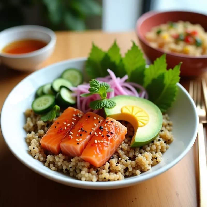 Poke Bowl de Salmón y Quinoa: Receta Hawaiian-Japonesa Saludable y Alta en Omega-3
