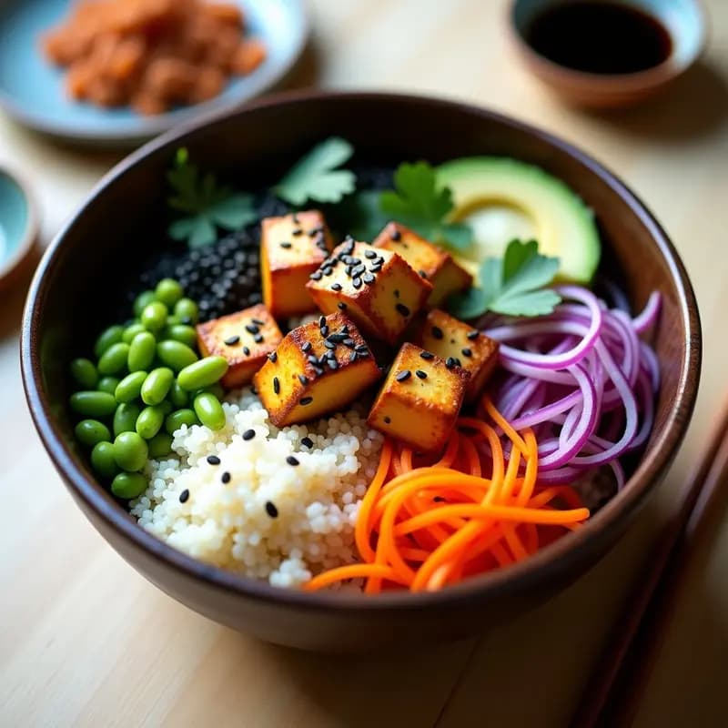 Poke Bowl de Tofu y Quinoa: Receta Japonesa Sin Pescado y Alta en Proteína en 20 Minutos