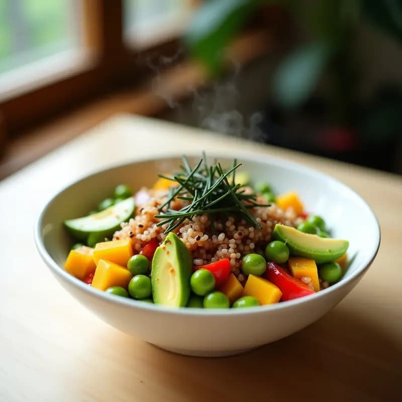 Poke de Mango Verde y Edamame con Aliño de Salsa Teriyaki Vegana: Receta Fusion Japonesa-Hawaiana