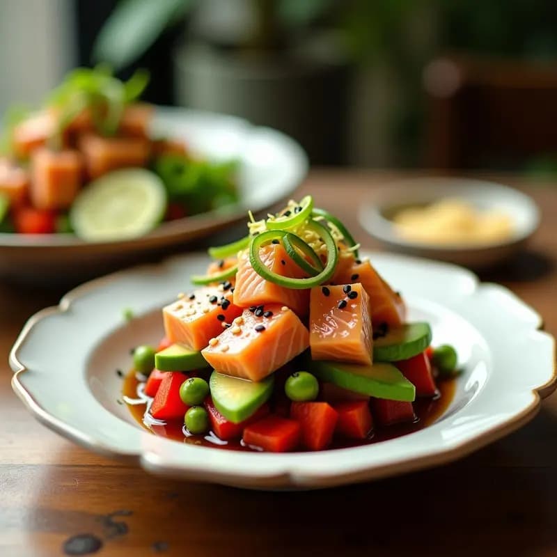 Pokes de Salmón y Aguacate con Salsa de Soja y Jengibre: Bowl Hawaiano en 15 Minutos