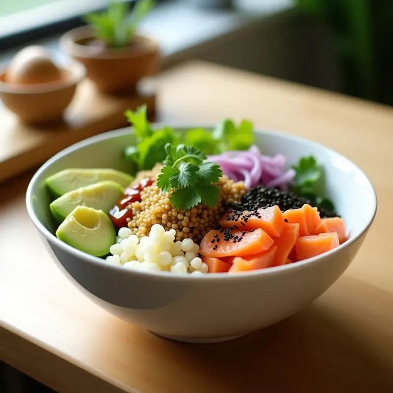 Bowl de Poke de Salmón con Aguacate y Salsa de Soy-Ginger: Receta Hawiana Keto