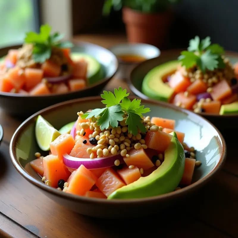 Pokes de Salmón Ahumado y Aguacate: Receta Hawaiana con Toque Mexicano